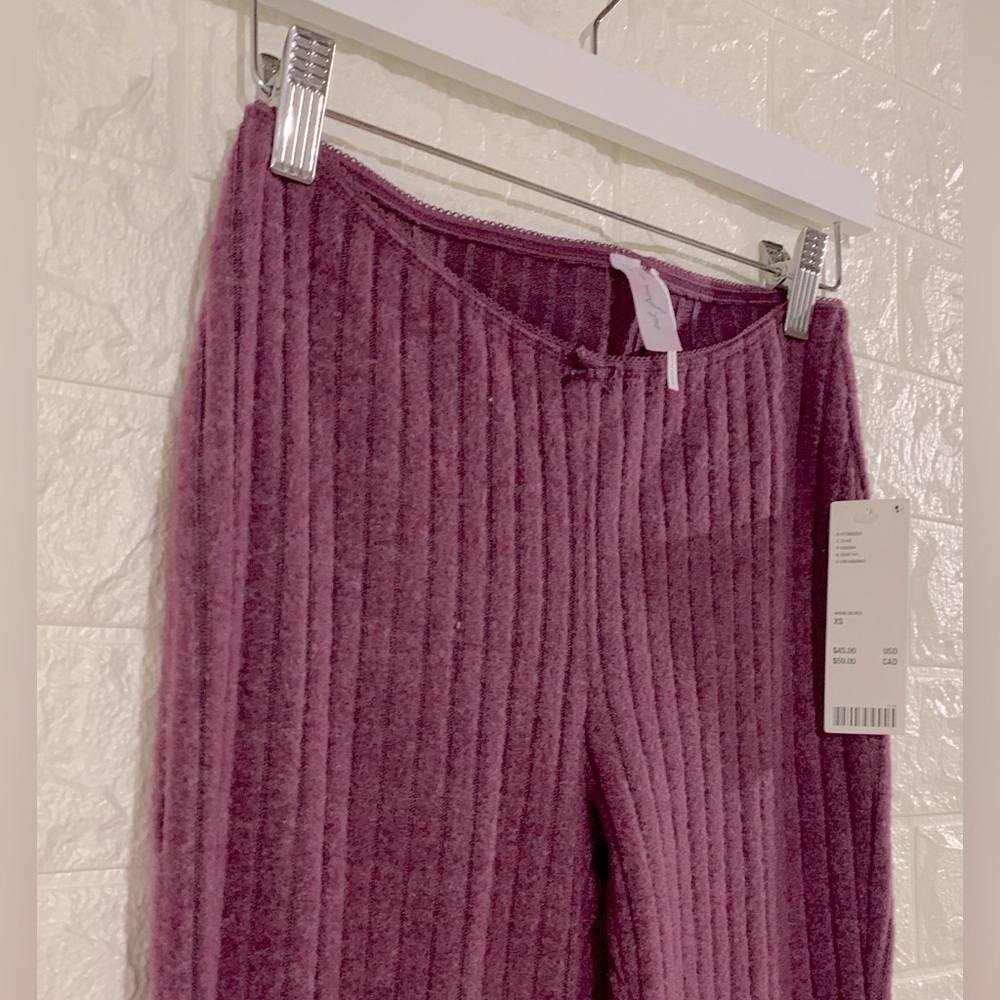 BNWT SUPER SOFT FLARE BOOT CUT RIBBED PANTS | DUSTY LIGHT PINK | WINE | BURGUNDY